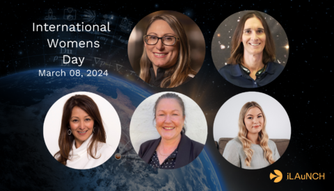 A graphic with 5 female staff members from the iLAuNCH team
