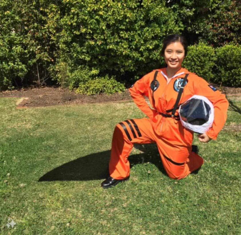 Cheryl Chan in astronaut suit